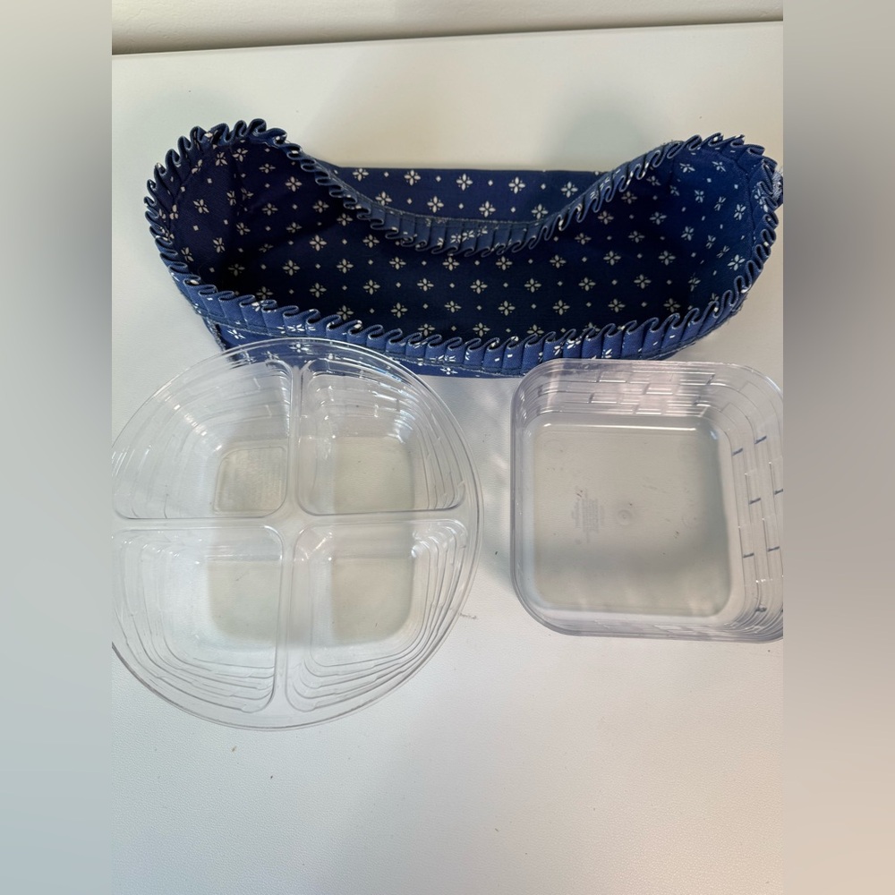 Longaberger lot 2 plastic protectors and 1 bread basket fabric liner for baskets